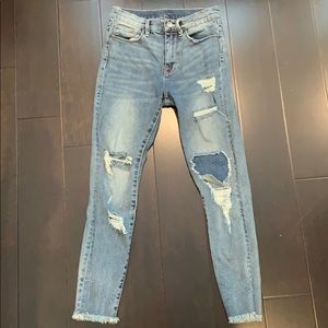 Distressed, ripped jeans